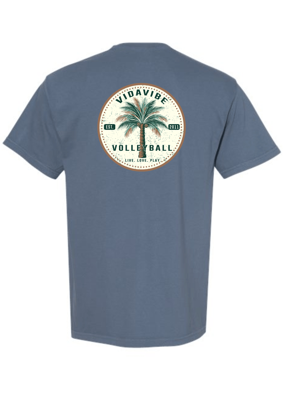 Palm Tree Volleyball Denim Tee